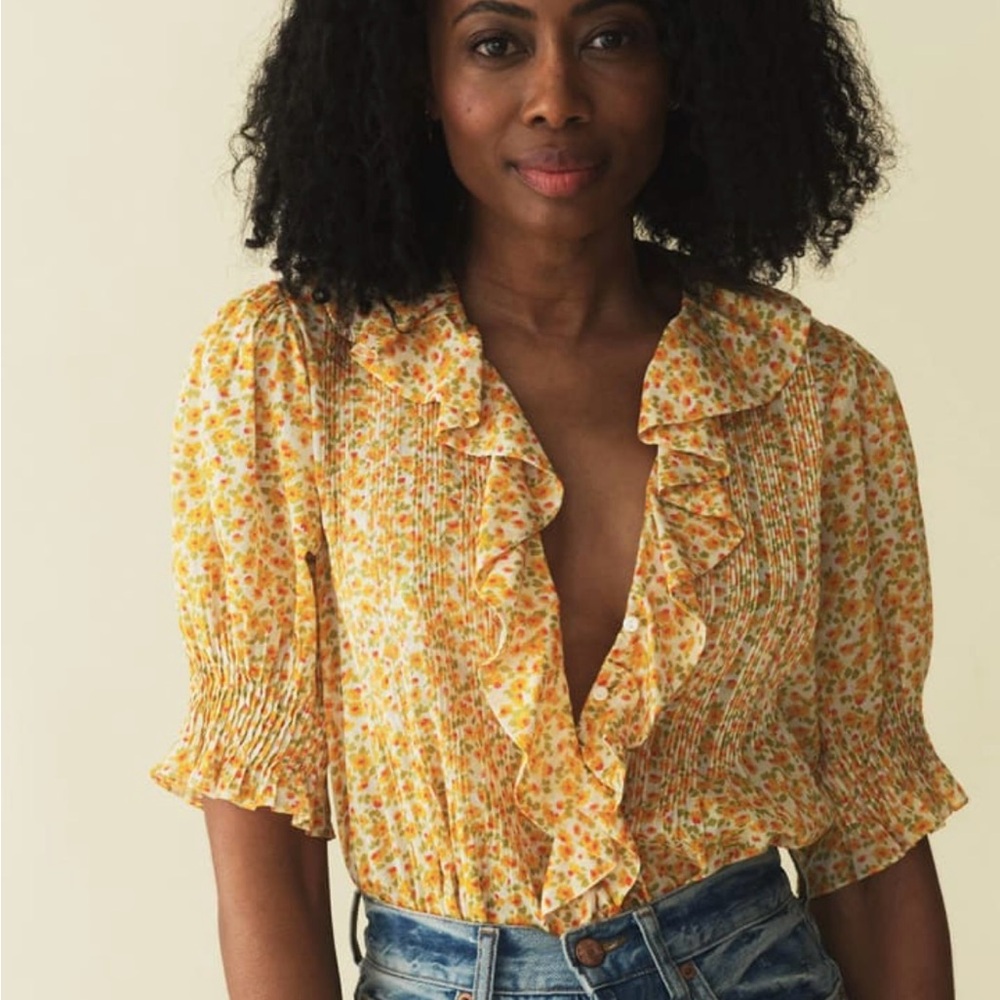 SMALL DÔEN Henri Top in Clementine Daisy Fields